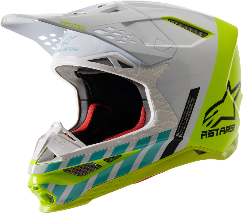 Alpinestars Sm8 Anaheim 2020 Le Helmet Xs Wht/Yllw Fluo/Turq Mg Xs 8301920-2057-XS