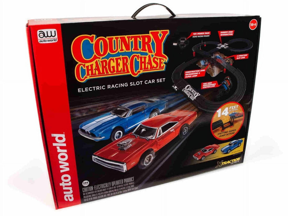 Round 2 LLC 14' County Charger Chase Slot Race Set RDZSRS335 HO Slot Racing Sets