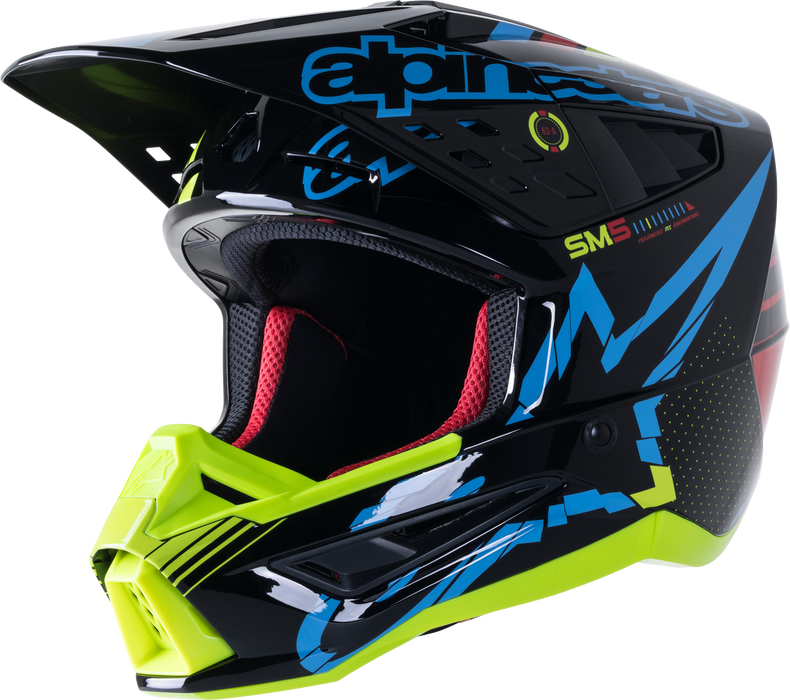 Alpinestars SM5 Action Helmet-Black/Cyan/Yellow Fluo-XS