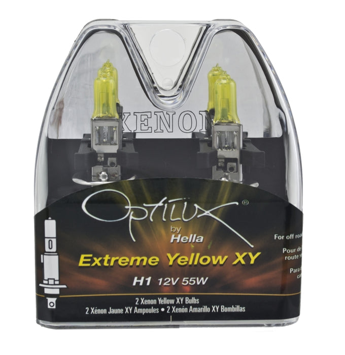 Hella Optilux Xy Series H1 Xenon Yellow Halogen Bulbs, 12V, 55W 2 Pack H71070642