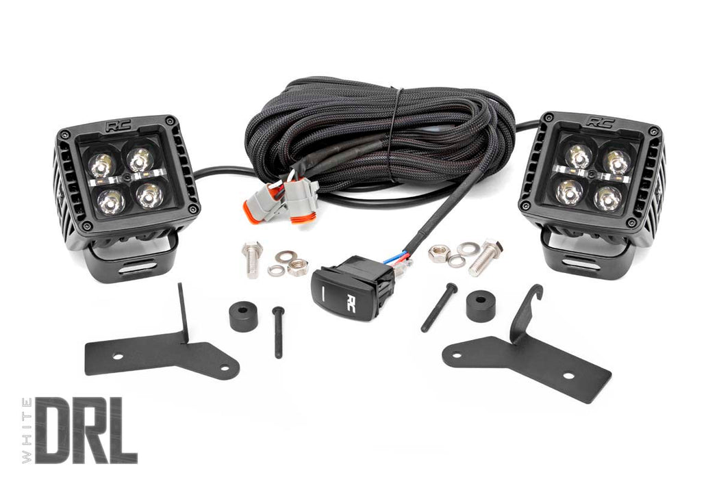 Rough Country Jeep 2-Inch Led Lower Windshield Kit (18-21 Wrangler Jl, 20-21 Gladiator Jt Black-Series W/ White Drl) 70052DRL