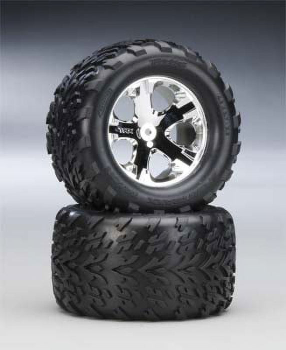 Traxxas Talon Tires Pre-Glued On 2.8" Chrome All Star Wheels, Electric Rear (Pair) 3668