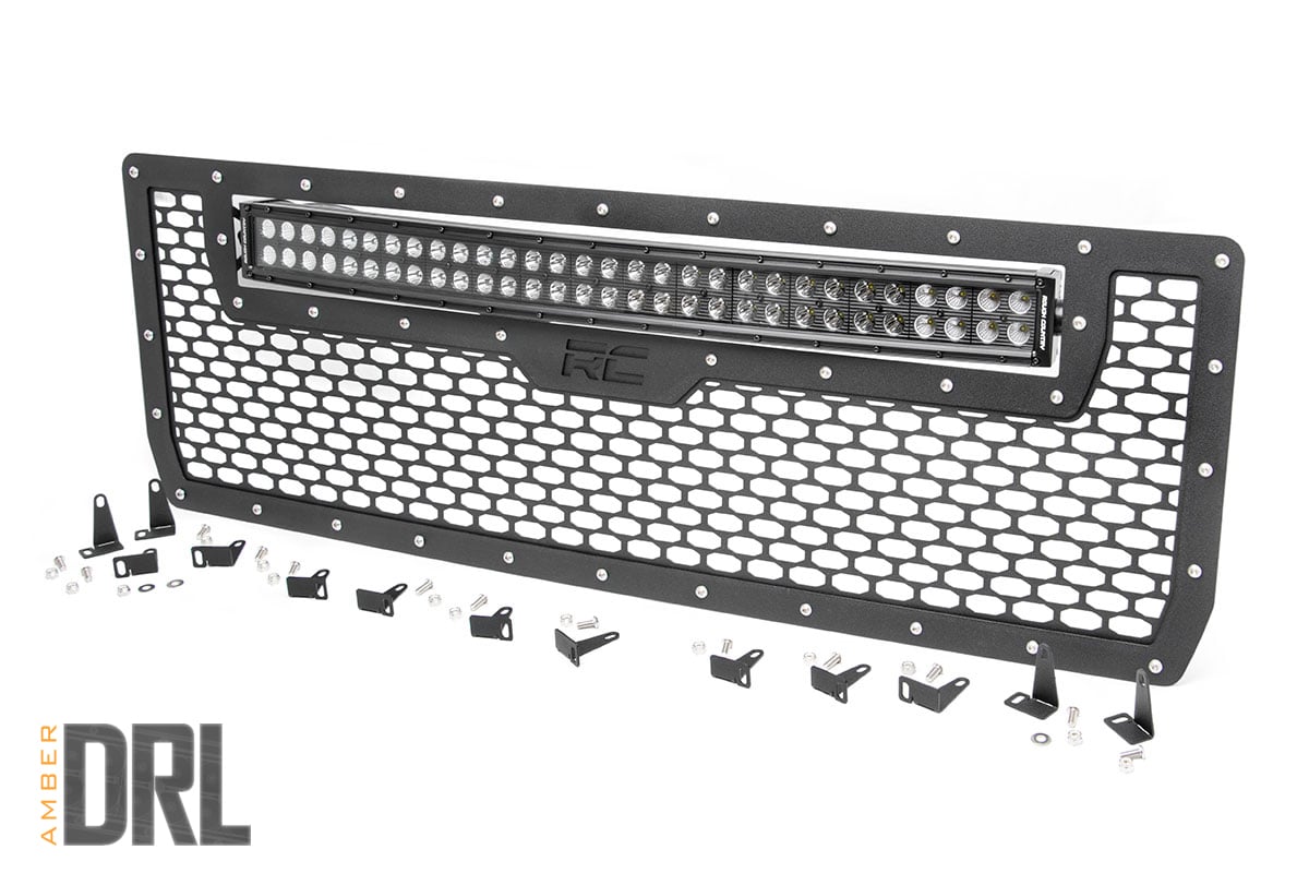 Rough Country Mesh Grille 30" Dual Row Led Black Amber Drl Fits GMC Sierra 1500 (14-15) 70190BDA