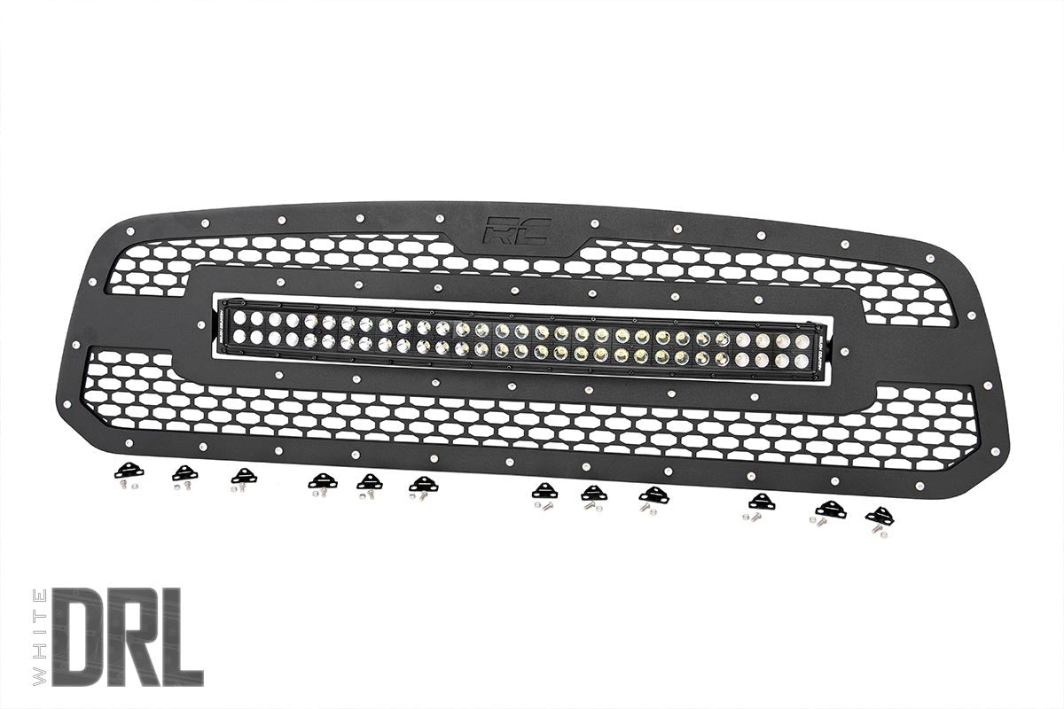 Rough Country Mesh Grille 30" Dual Row Led Black White Drl Fits RAM 1500 (13-18 & Classic) 70199DRL