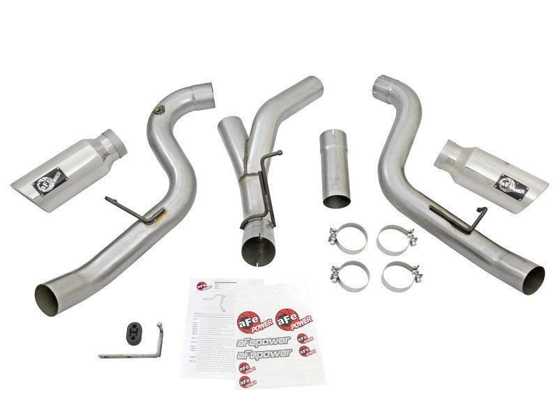 aFe Atlas Exhaust 4in Dual DPF-Back Al Steel w/ Pol Tips 16-17 GM Diesel Truck V8-6.6L (td) LML 49-04080-P