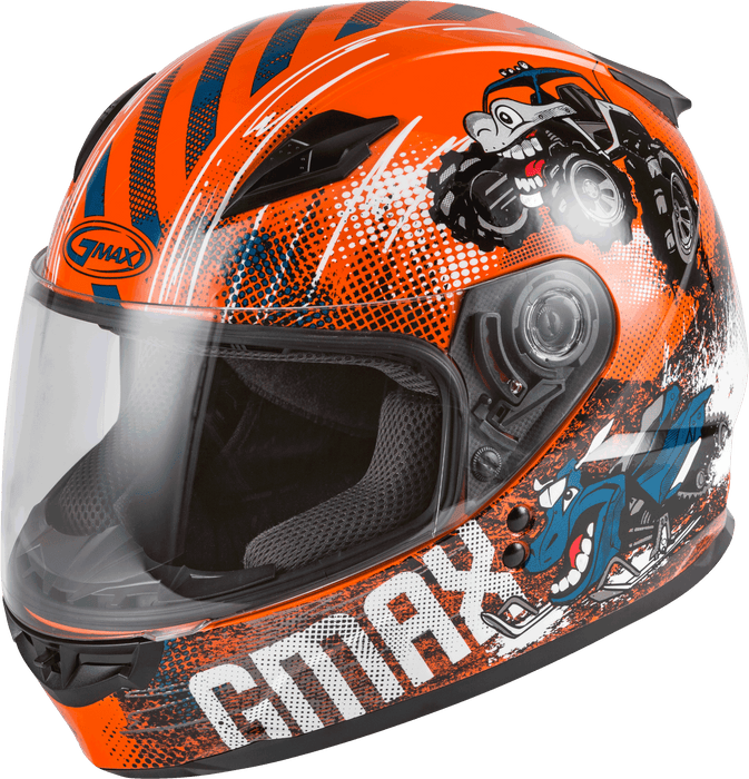 GMAX GM-49Y Beasts, Youth Full-Face Helmet, DOT Approved for Motorcycles, ATVs, Dirt Bikes and More (Orange/Blue/Grey)