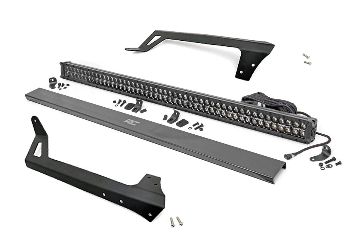 Rough Country Led Light Windshield Mnt 50" Black Dual Row Amber Drl Fits Jeep Wrangler Jk (07-18) 70504BLDRLA