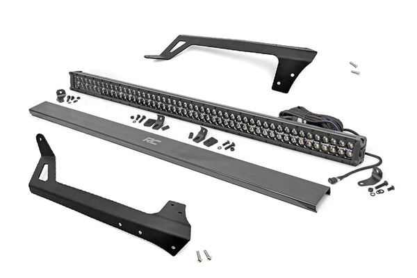 Rough Country Led Light Windshield Mnt 50" Black Dual Row White Drl Fits Jeep Wrangler Jk (07-18) 70504BLDRL