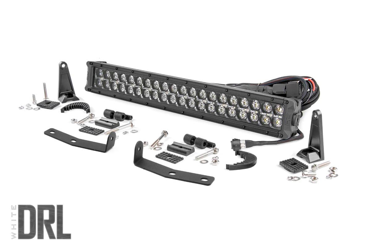 Rough Country Led Light Kit Bumper Mount 20" Black Dual Row White Drl Fits Nissan Titan Xd (16-23) 70645DRL