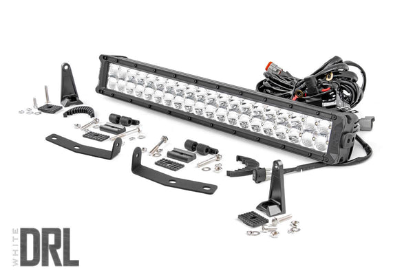 Rough Country Led Light Kit Bumper Mount 20" Chrome Dual Row White Drl Fits Nissan Titan Xd (16-23) 70646DRL