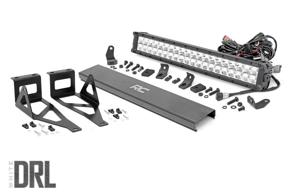 Rough Country Led Light Kit Bumper Mount 20" Chrome Dual Row White Drl Fits Ford Super Duty (05-07) 70664DRL