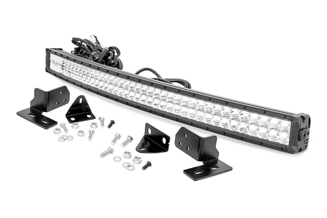 Rough Country Led Light Bumper Mount 40" Chrome Dual Row White Drl Ford Super Duty (11-16) 70681DRL