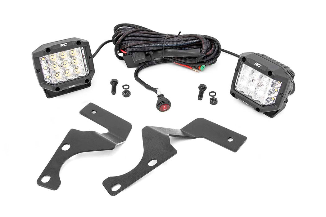 Rough Country Led Light Kit Ditch Mount 3" Chrome Wide Angle Pair 70793