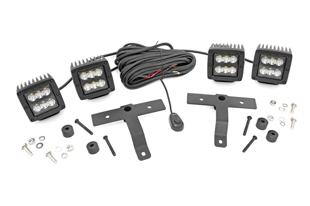 Rough Country Jeep Quad Led Light Pod Kit Black Series (18-21 Jl 20-21 Gladiator) 70822