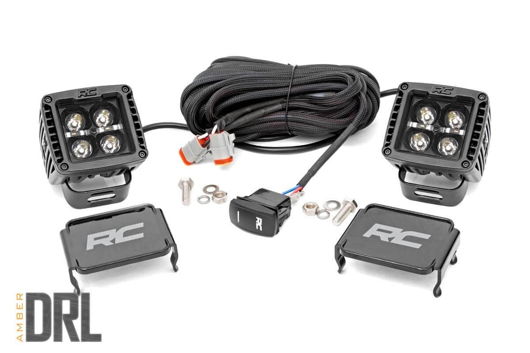 Rough Country Black Series Led Light Pair 2 Inch Amber Drl 70903BLKDRLA