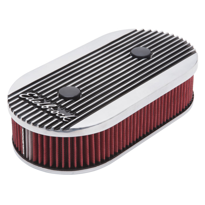 Edelbrock Air Cleaner Elite II Oval Dual-Quad Carbs 2 5In Red Element Polished 4272