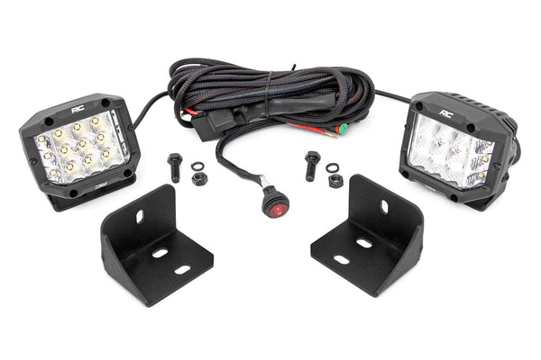 Rough Country Led Light Rear Cab Mount 3" Chrome Pair Wide Angle Fits Can-Am Defender Hd 5/Hd 8/Hd 9/Hd 10 71024