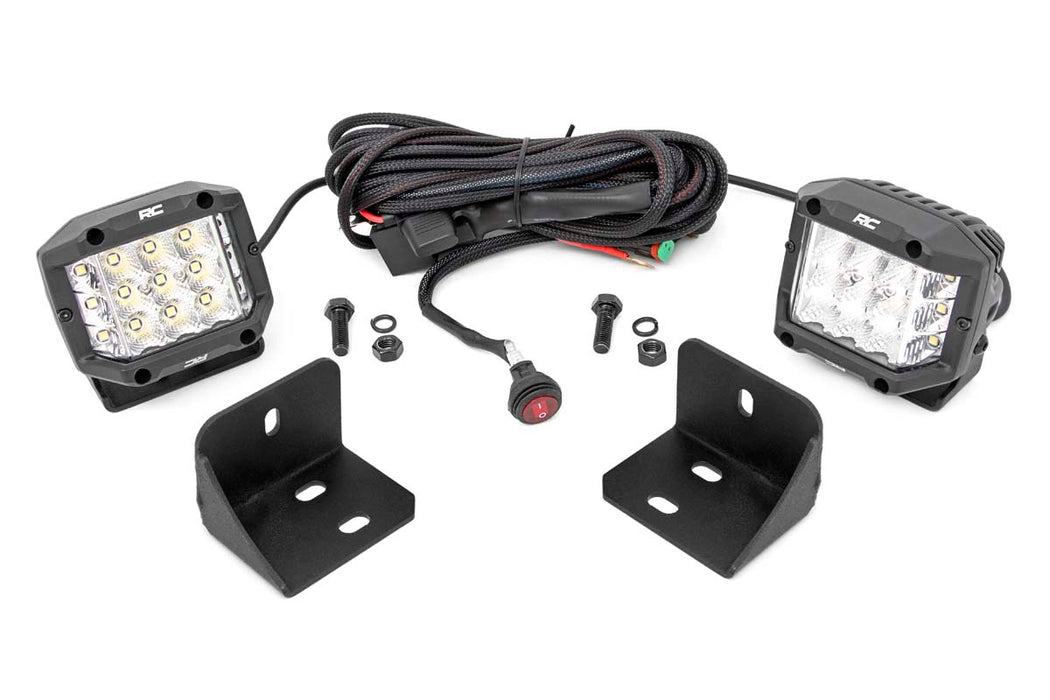 Rough Country Led Light Rear Cab Mount 3" Chrome Pair Wide Angle Can-Am Defender Hd 5/Hd 8/Hd 9/Hd 10 71024