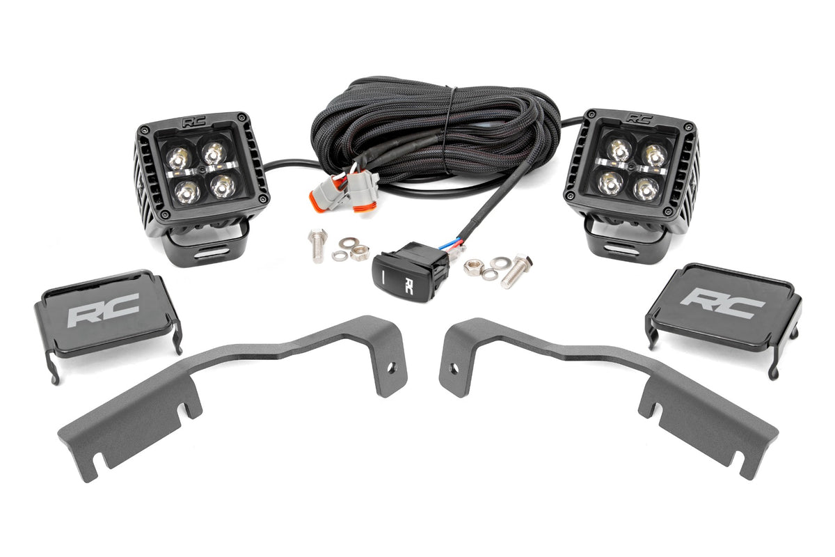 Rough Country Led Light Kit Ditch Mount 2" Black Pair Amber Drl Fits Nissan Frontier (22-23) 71067