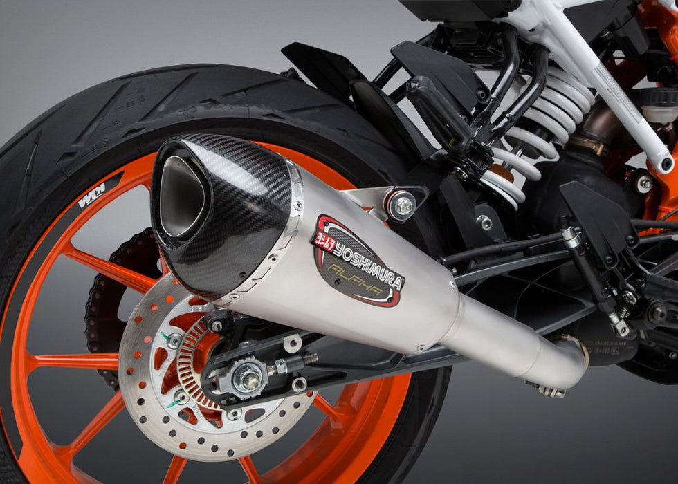 Yoshimura Alpha T Slip-On Exhaust (Street/Stainless Steel/Stainless Steel/Carbon Fiber/Works Finish) Compatible With 17-18 Ktm Rc390 16381BP520