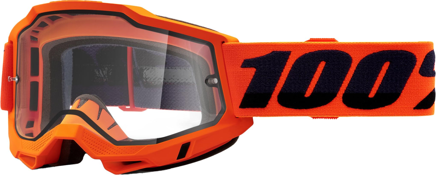 100% ACCURI 2 ENDURO Mountain Bike & Motocross Racing Protective Goggles (Neon/Orange - Clear Lens)