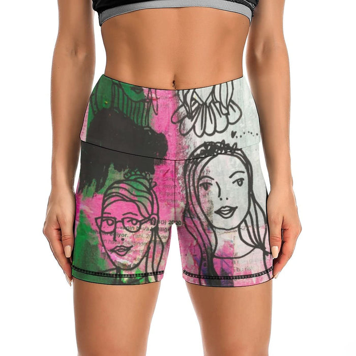 High Waisted Biker Shorts for Women - Buttery Soft Yoga Workout Printed ShortsGraffiti04