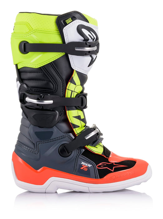 Alpinestars 2015017-9058-7 Tech 7S Boots Dark Grey/Red Fluo/Yellow Fluo Sz 07