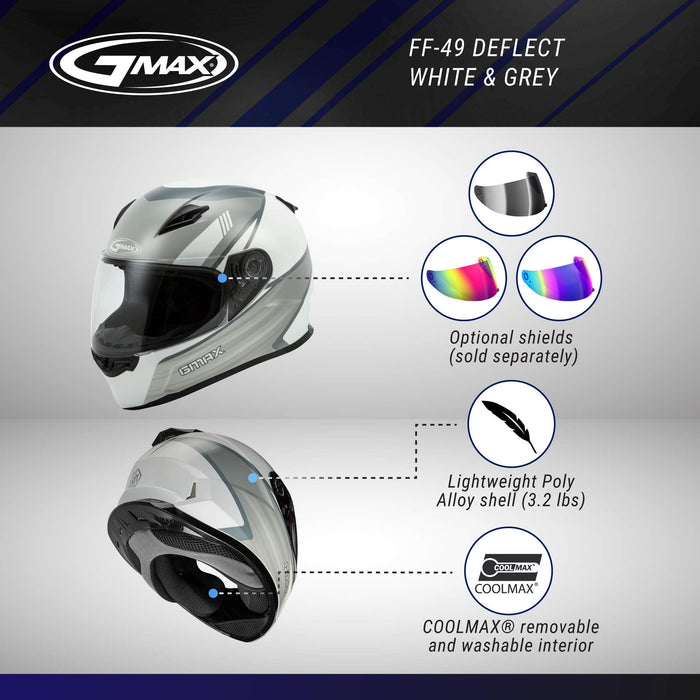 GMAX FF-49 Deflect DOT Approved Full Face Motorcycle Helmet for Men and Women