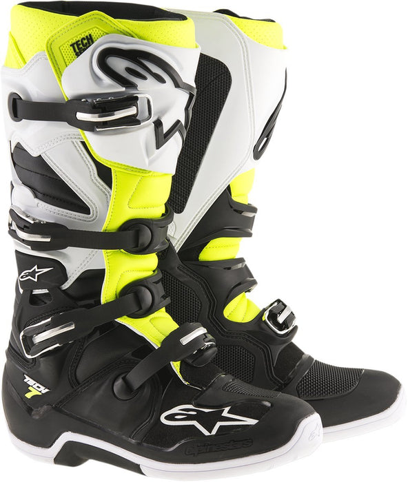 Alpinestars 2012014-125-16 Men's Tech 7 Boots (Black/White/Yellow, Size 16)