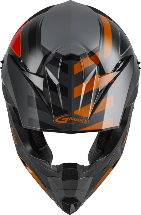 GMAX MX-86 Solid, Lightweight Full-Face Helmet for Motocross and Other Motor Sports (Dark Grey/Orange, X-Small)