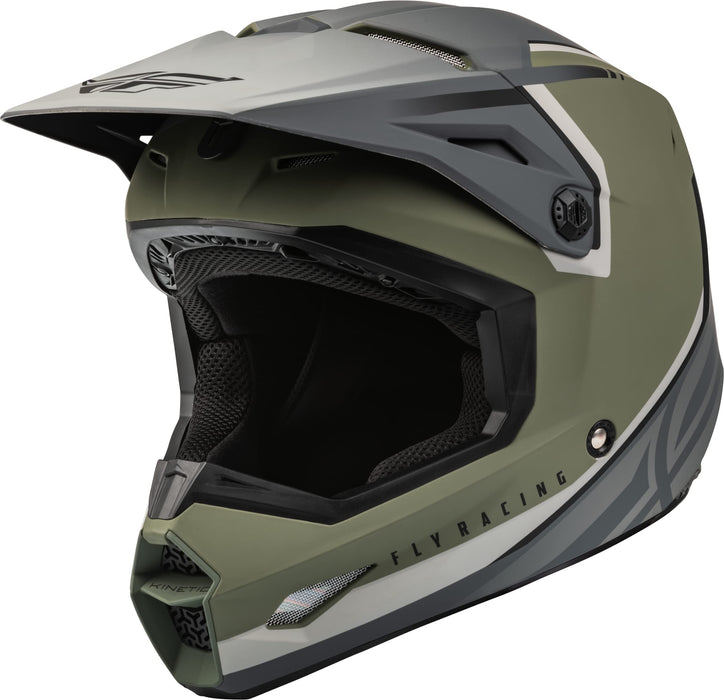 Fly Racing 2023 Adult Kinetic Vision Helmet (Matte Olive Green/Grey, Small)