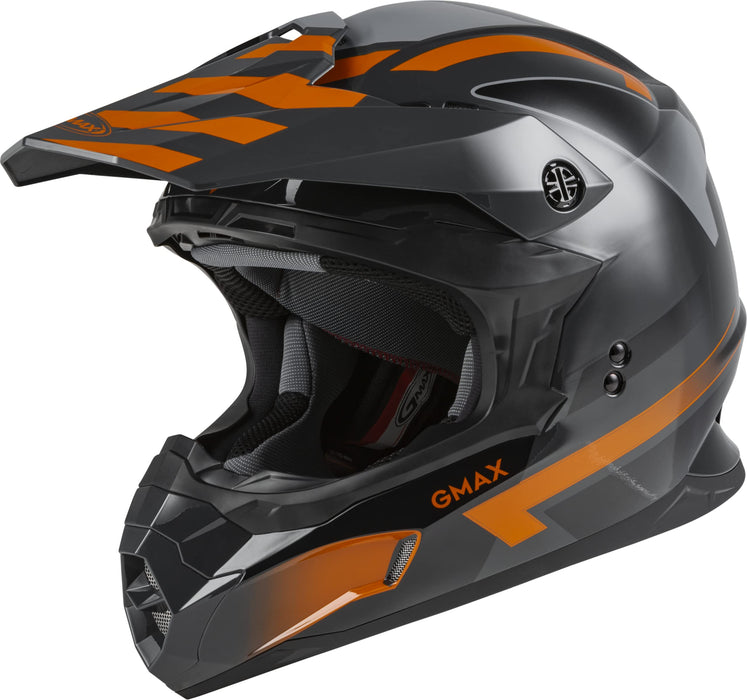 GMAX MX-86 Solid, Lightweight Full-Face Helmet for Motocross and Other Motor Sports (Dark Grey/Orange, Large)