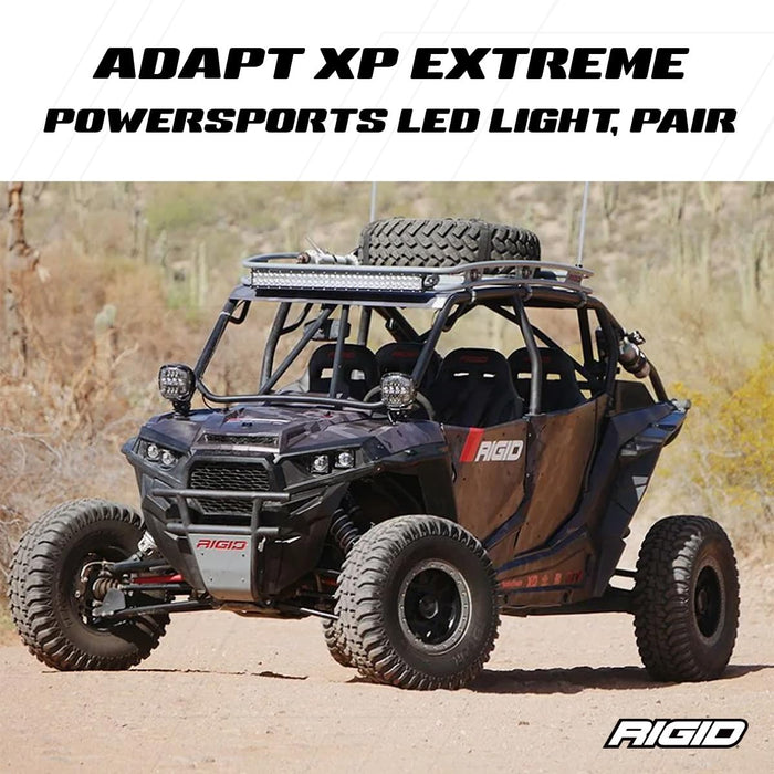 Rigid Industries - Adapt XP Extreme Powersports LED Light with 3 Optic Lighting Zones, Driving Lights, LED Lights, Off Roading Driving Lights, Fits Trucks, UTV, ATV, Pickup Truck, and SUV (2 Lights)