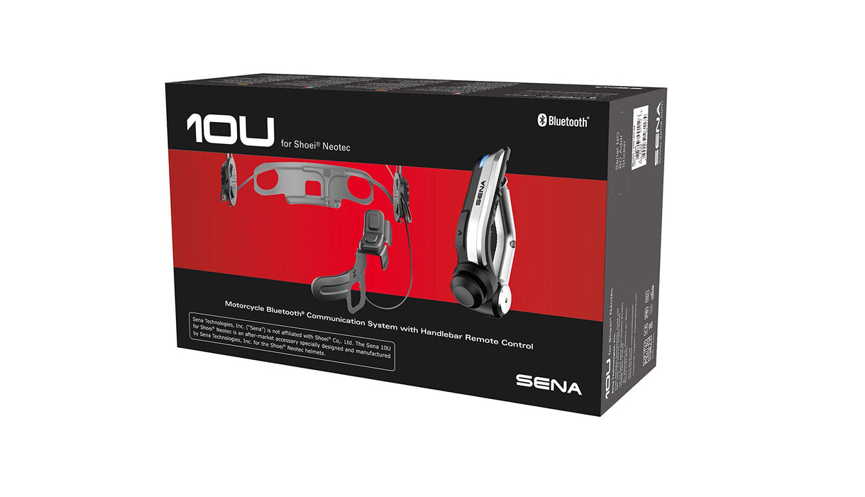 Sena 10U-SH-02 10U Motorcycle Bluetooth Communication System with Handlebar Remote for Shoei Neotec Helmet