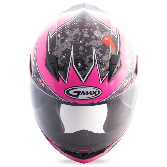 GMAX unisex-adult full-face-helmet-style Helmet (Gm49Y Youth Street Alien) (Pink/Purple, Youth Large)