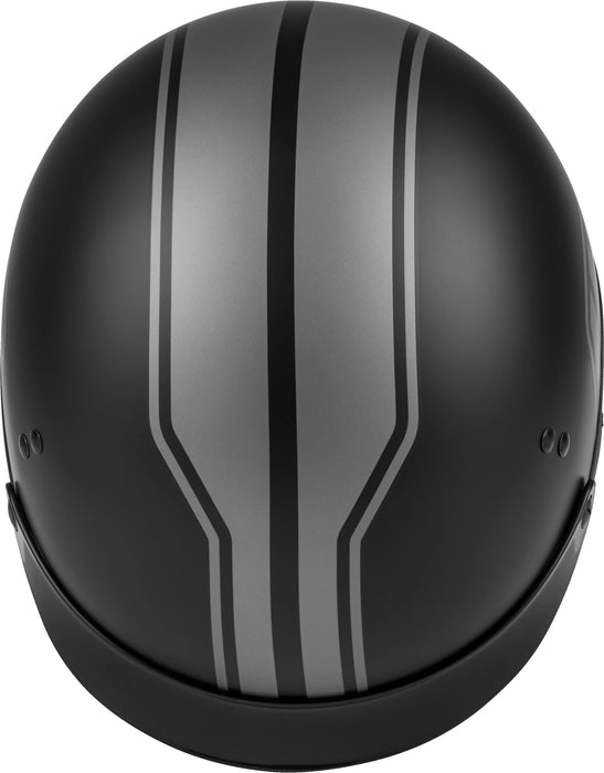 GMAX HH-65 Full Dressed Motorcycle Street Half Helemet (Matte Black/Silver, X-Small)