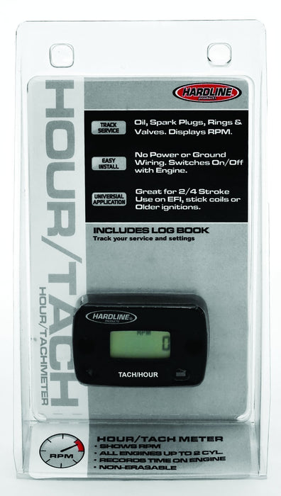 Hardline Products HR-8061-2 Hour Meter/Tachometer for up to 2-Cylinder Engines,Black