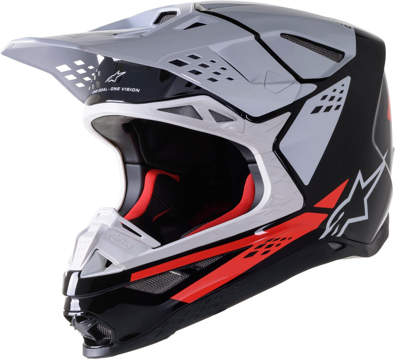 Alpinestars S.Tech S-M8 Factory Helmet Black/White/Red Fluo Glossy Lg (8302922-1233-L)