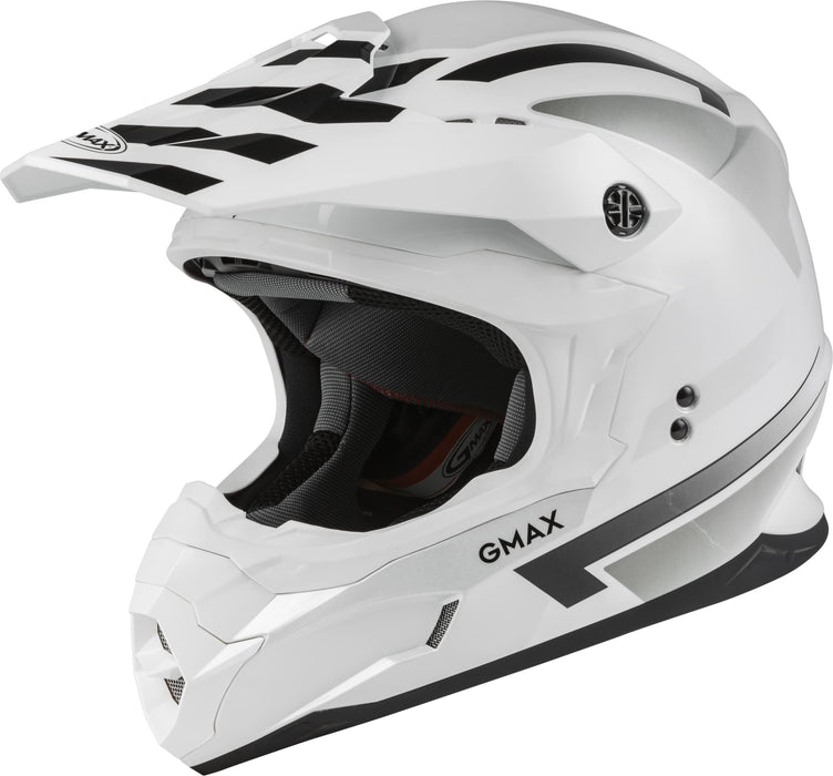 GMAX MX-86 Solid, Lightweight Full-Face Helmet for Motocross and Other Motor Sports (White/Silver/Grey, 3X-Large)