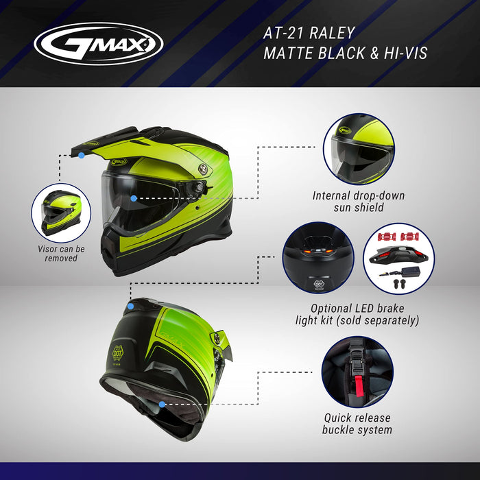 AT-21 Adventure Raley Helmet Matte Black/HI-VIS SM