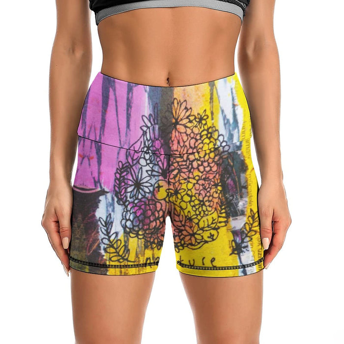 High Waisted Biker Shorts for Women - Buttery Soft Yoga Workout Printed ShortsGraffiti09