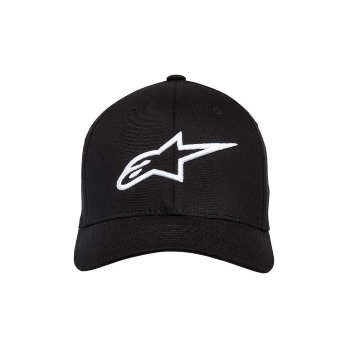 Alpinestars mens Curved Bill Structured Crown Flex Back 3d Embroidered Logo Flexfit Hat Cap, Ageless Black/White, Large-X-Large US