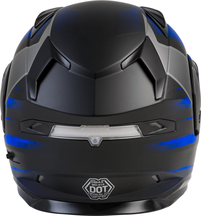 GMAX MD-01S Descendant, DOT Approved Modular Helmet, Dual Lens Shield for Snow & Motor Sports, (Matte Black/Blue, X-Large)