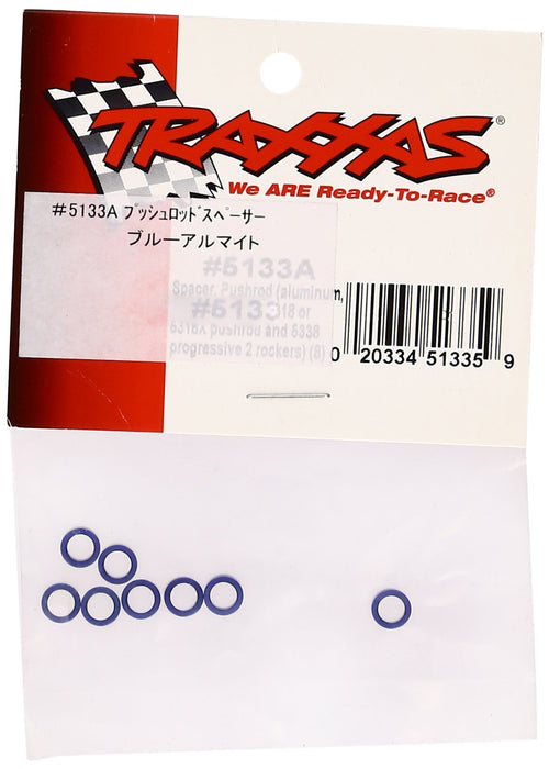 Traxxas Spacer pushrod (Aluminum Blue) (use with 5318 or 5318X pushrod and 5358 Progressive 2 Rockers) (8)