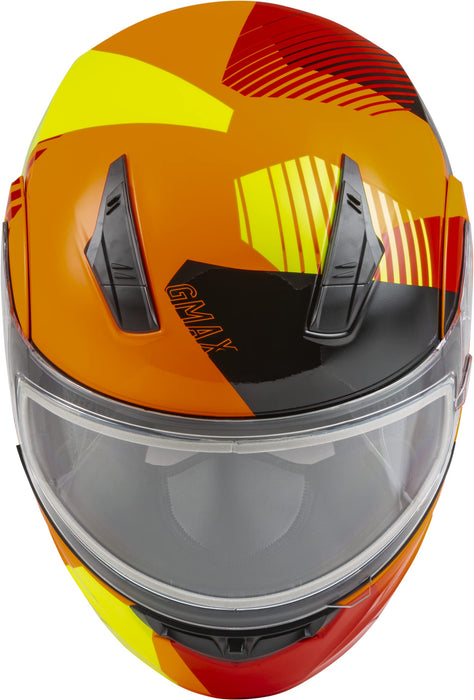 GMAX MD-04S Reserve, Lightweight Modular Helmet for Snow & Motor Sports, Comfortable Full-Face Protection (NEON Orange/HI-VIS)