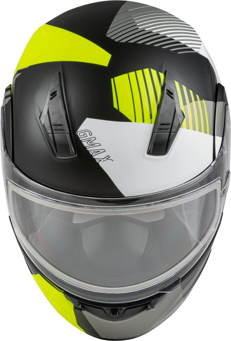 GMAX MD-04S Reserve, Lightweight Modular Helmet for Snow & Motor Sports, Comfortable Full-Face Protection (Matte Black/HI-VIS)