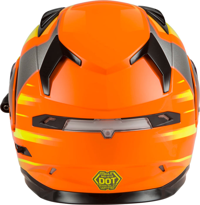 GMAX MD-01S Descendant, DOT Approved Modular Helmet, Electric Dual Lens Shield for Snow & Motor Sports, (NEON ORANGE/HI-VIS, XXX-Large)