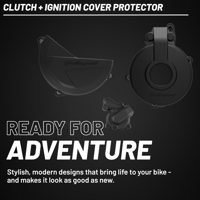 Polisport Clutch and Ignition Cover Protector Kit (Black) - Compatible with Sherco SE-F 250 SE-F 300 (2014-2022)