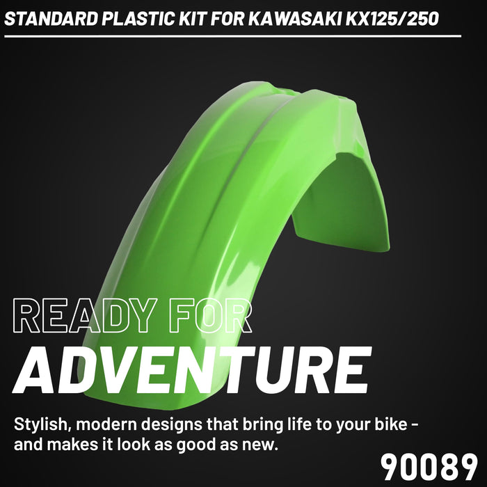 Polisport Full Plastic Kit for Kawasaki KX125/250 (1999-2002) OEM Quality Restyling Kit with Superior Fit, Flexibility, and Durability (Green/White)