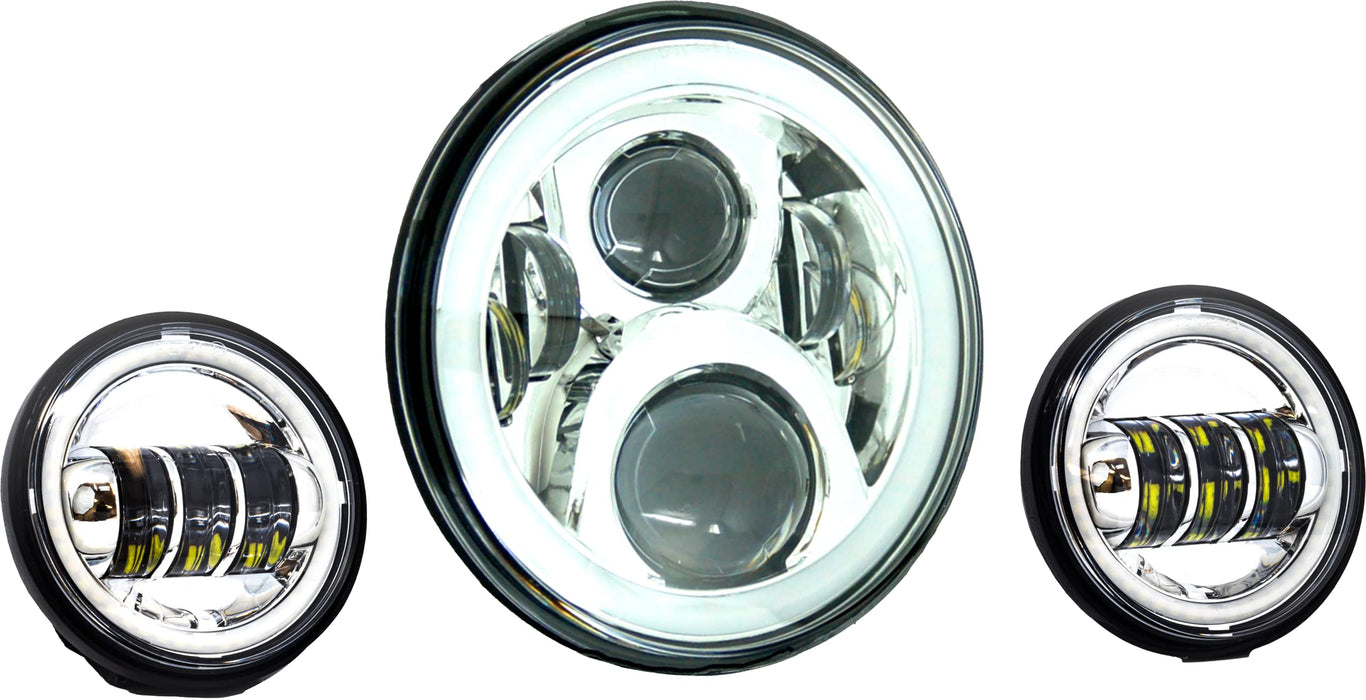 Letric Lighting Co LLC-ILHK-7CH 7in. Premium LED Kit with Full-Halo for Compatible with Indian - Chrome